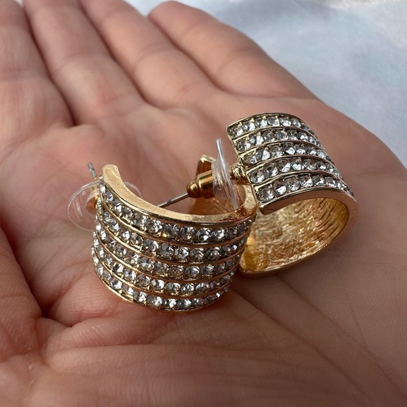 Gold and Silver Gemstone Encrusted Earrings